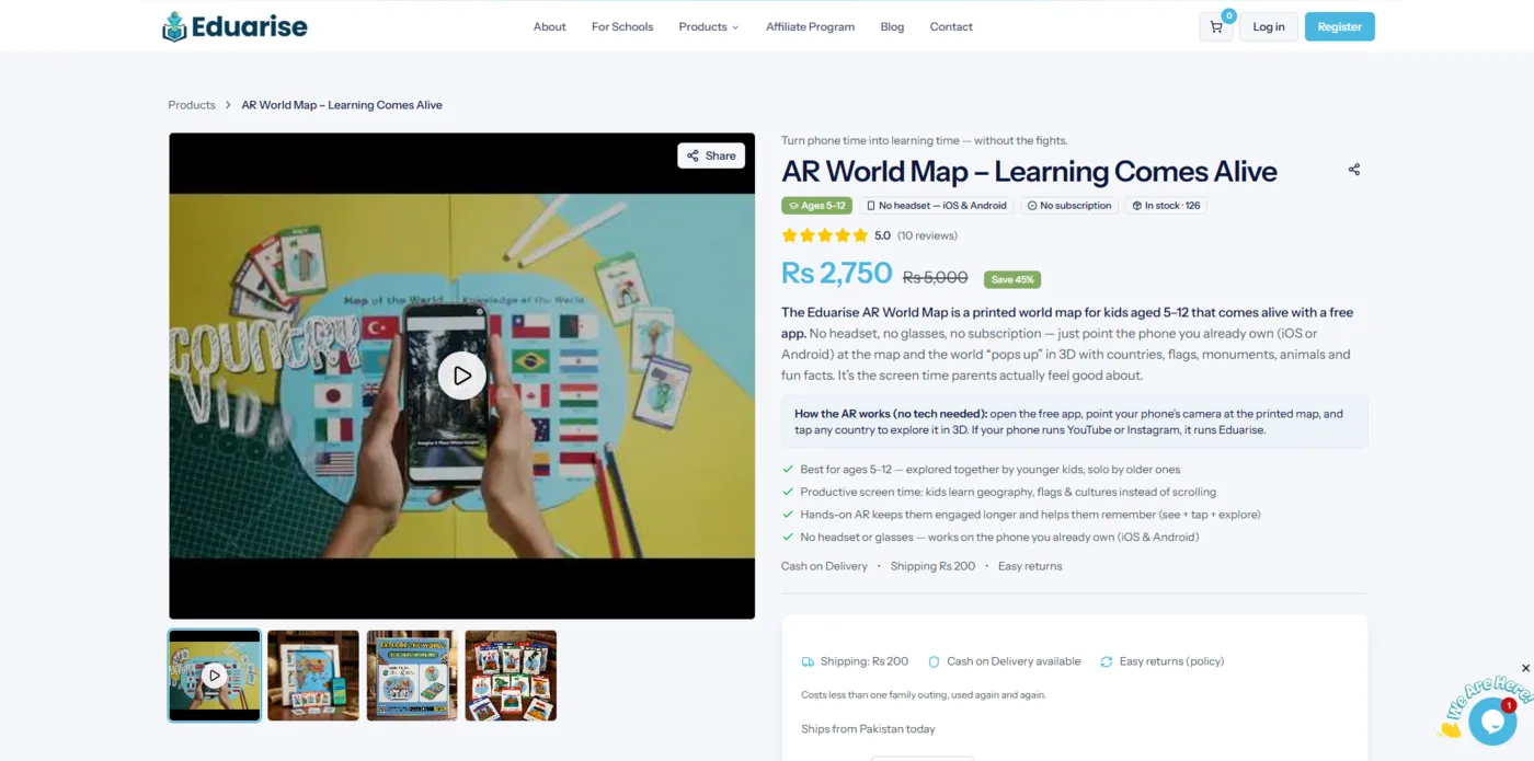 Eduarise AR World Map product page
